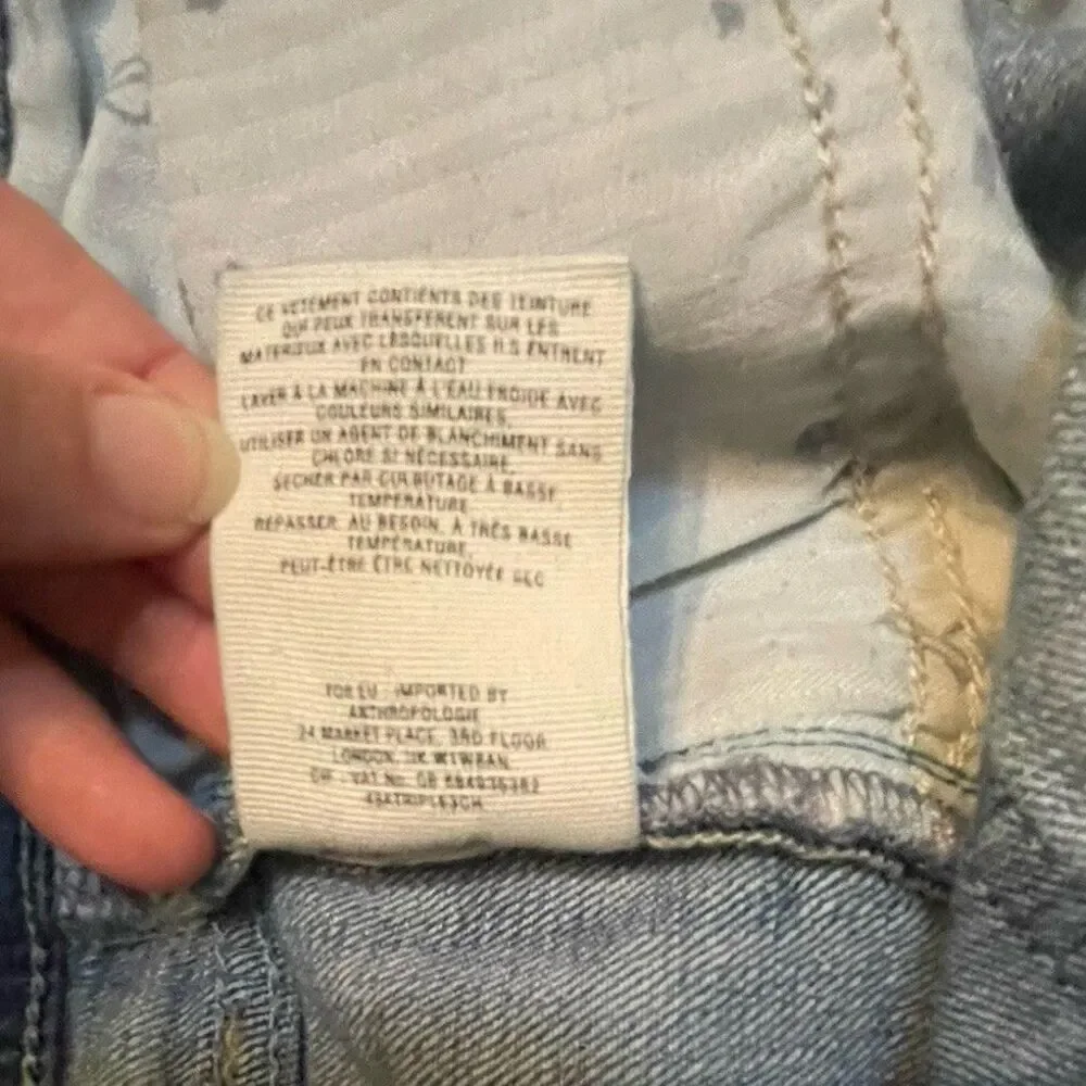 Pilcro Hyphen Anthropologie Distressed Denim Shorts Size 26 Cuffed Roll Up Jean - Picture 5 of 9